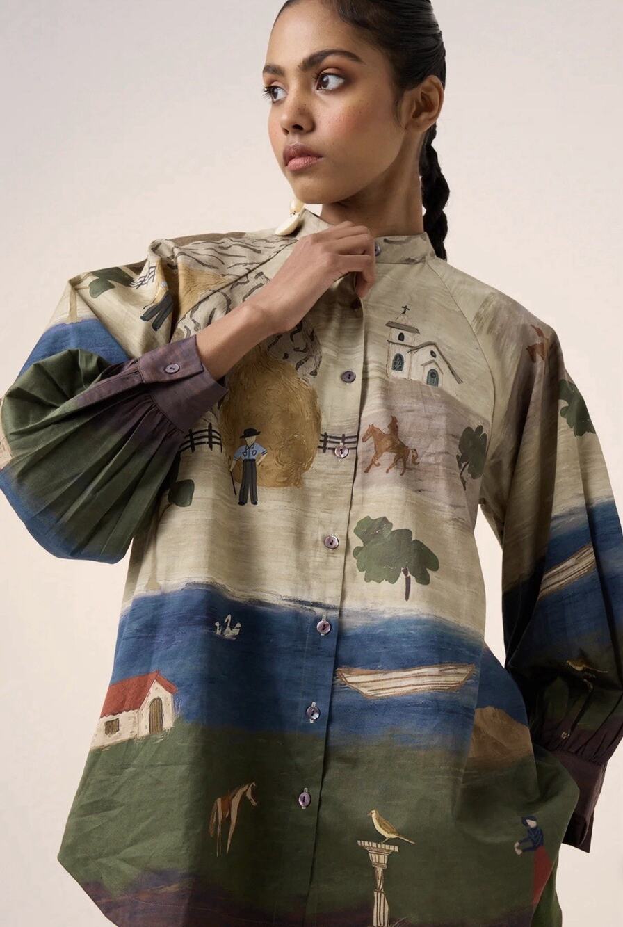 Cord studio india A-Line Shirt Women’s Village Print M/L